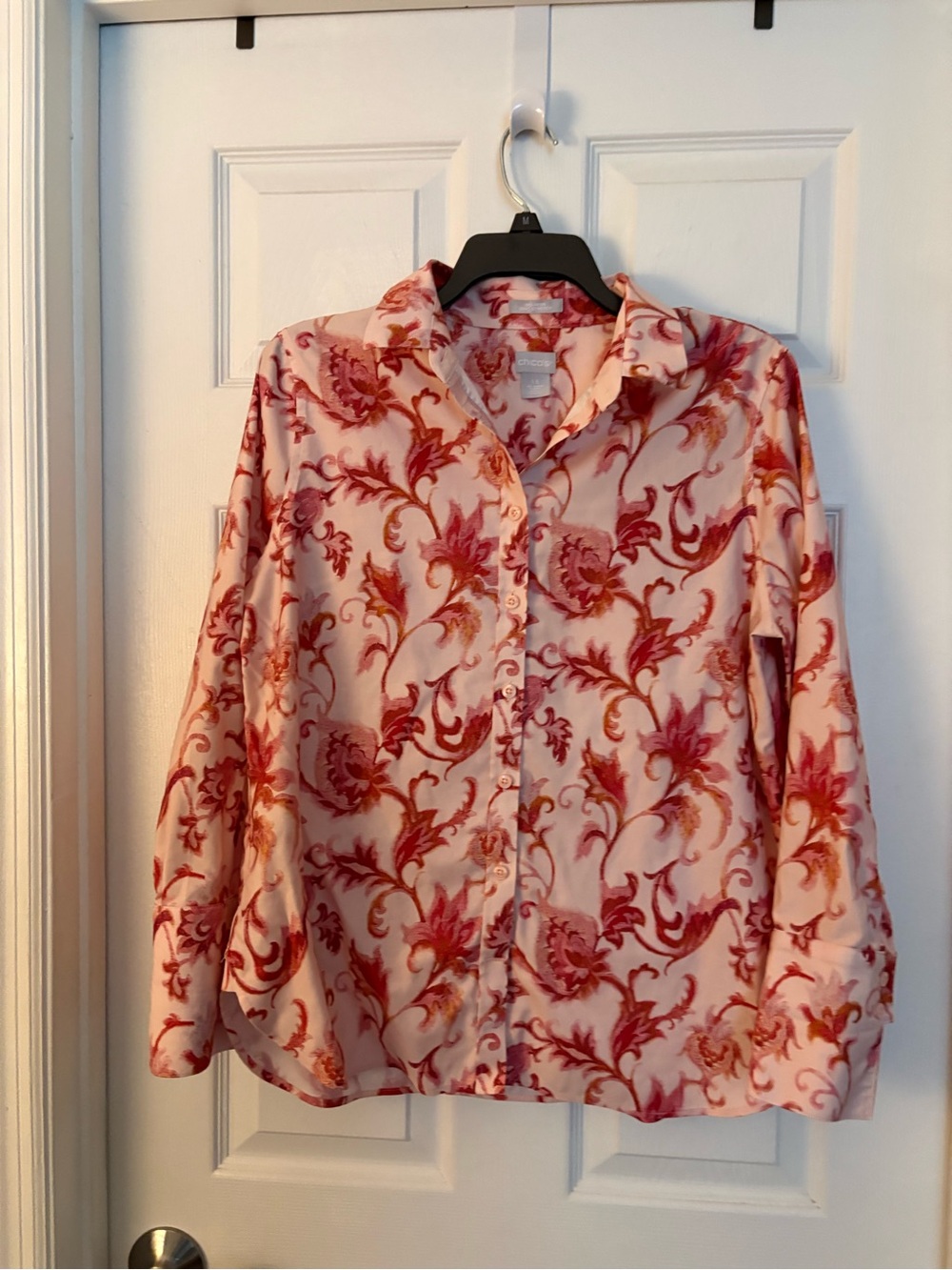 Talbots Women’s Pink Floral Button-Up Blouse